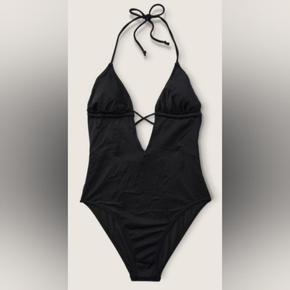 Sale VS PINK S M L XL XXL Swim Triangle Wrap One Piece Swimsuit Black